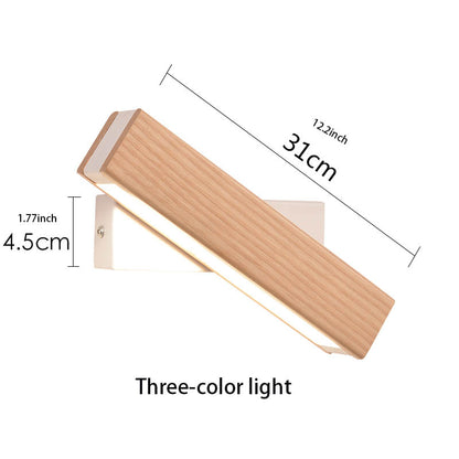 Rotating Wooden LED Wall Lamp