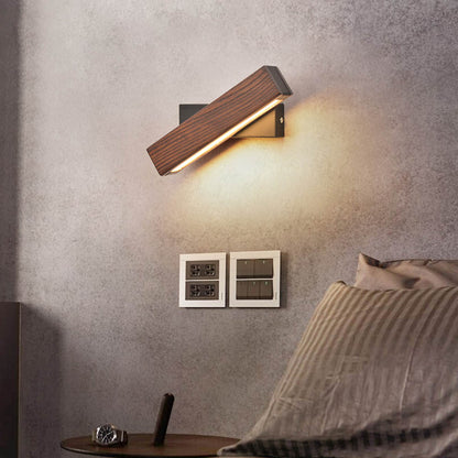 Rotating Wooden LED Wall Lamp