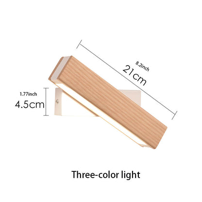 Rotating Wooden LED Wall Lamp