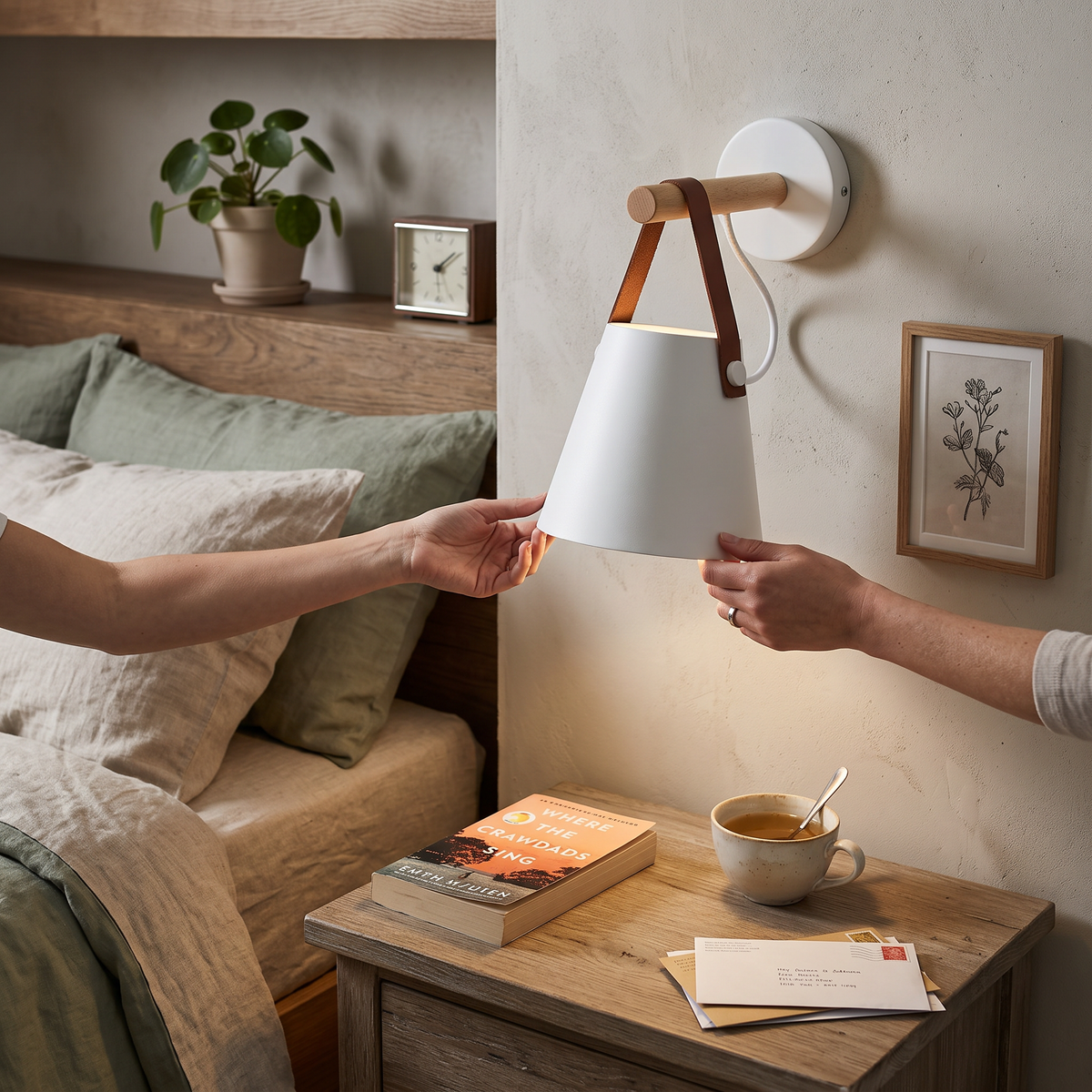 Macaron Wooden Wall Light in a styled room