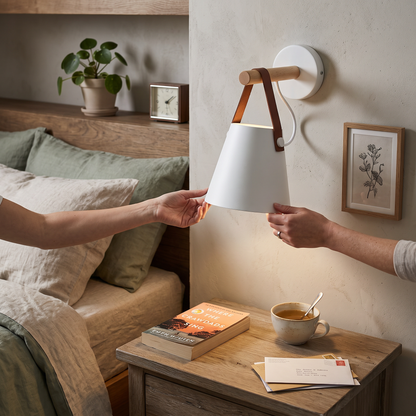 Macaron Wooden Wall Light in a styled room
