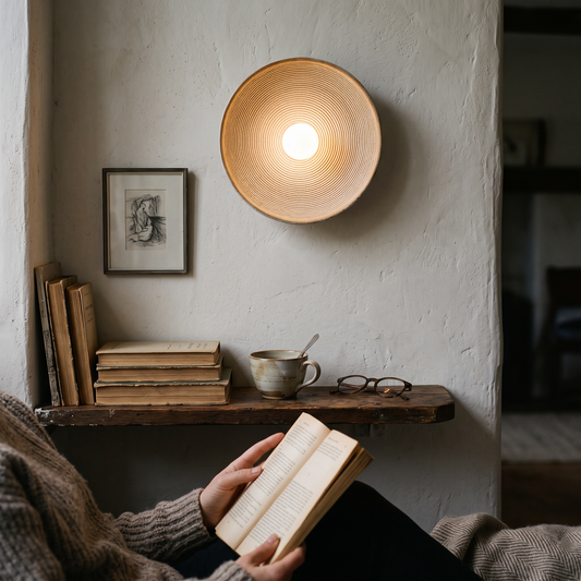 Vintage Japanese Wall Lamp in a styled room