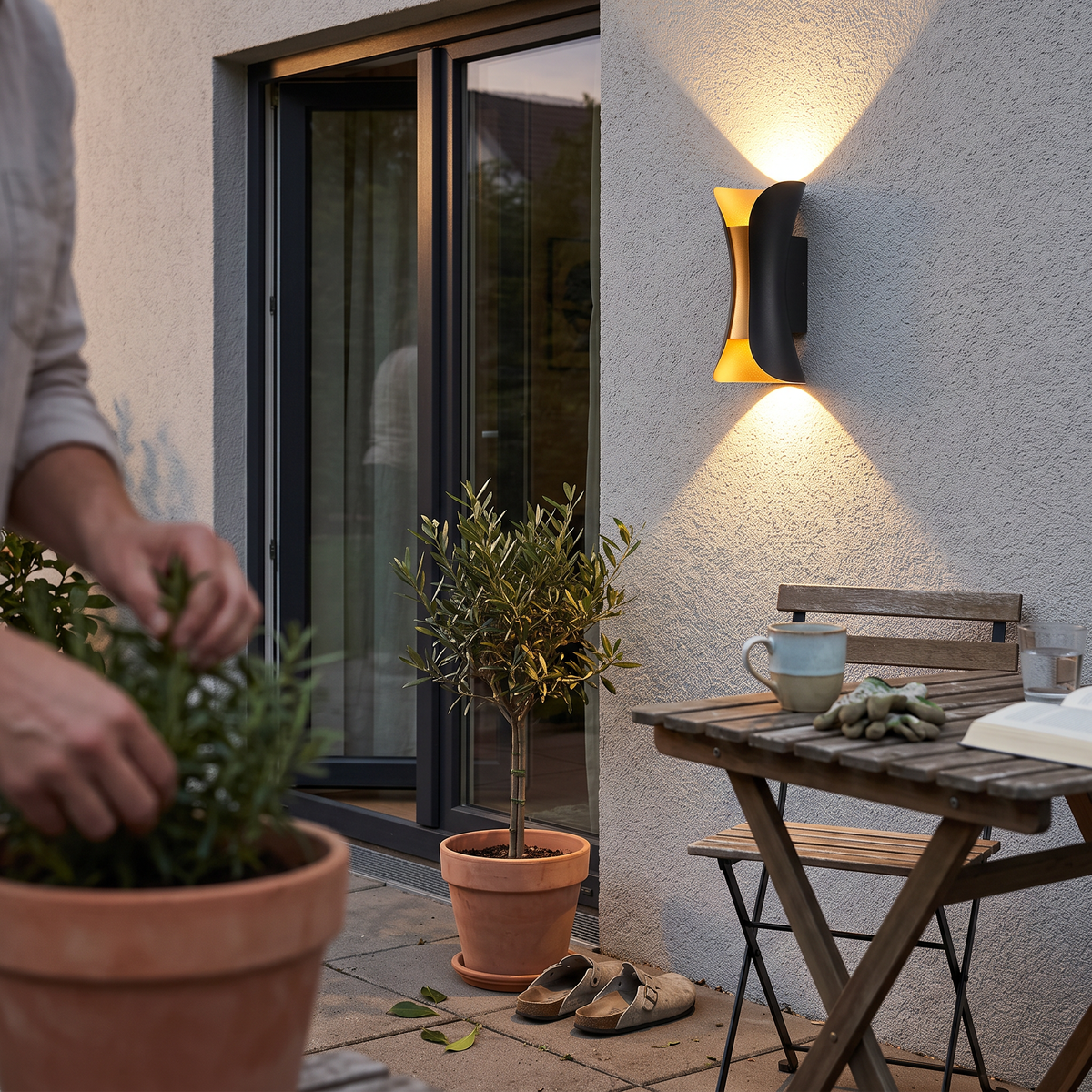 Modern Outdoor Wall Lamp in a styled room