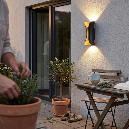 Modern Outdoor Wall Lamp in a styled room