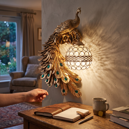 European Peacock Wall Lamp in a styled room