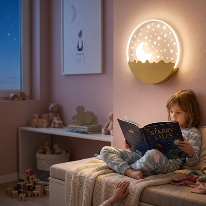 Kids' Room Cartoon Wall Lamp in a styled room
