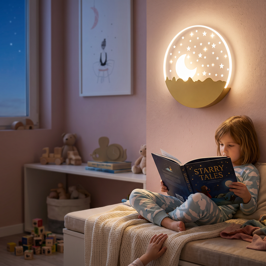 Kids' Room Cartoon Wall Lamp in a styled room