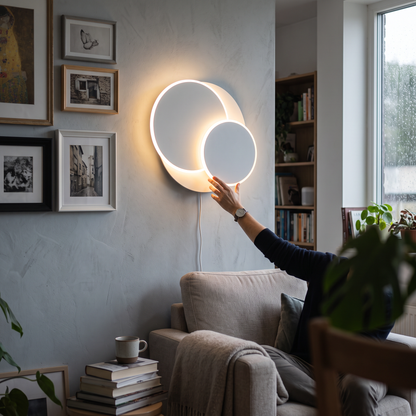 Modern Round Wall Lamp in a styled room