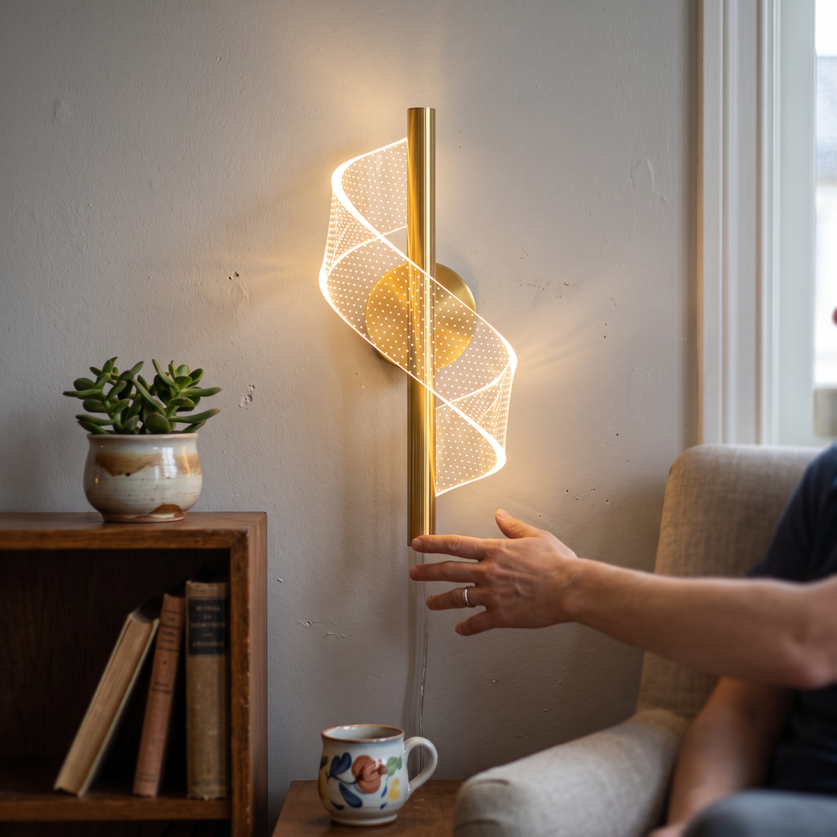 Nordic Spiral Wall Lamp in a styled room