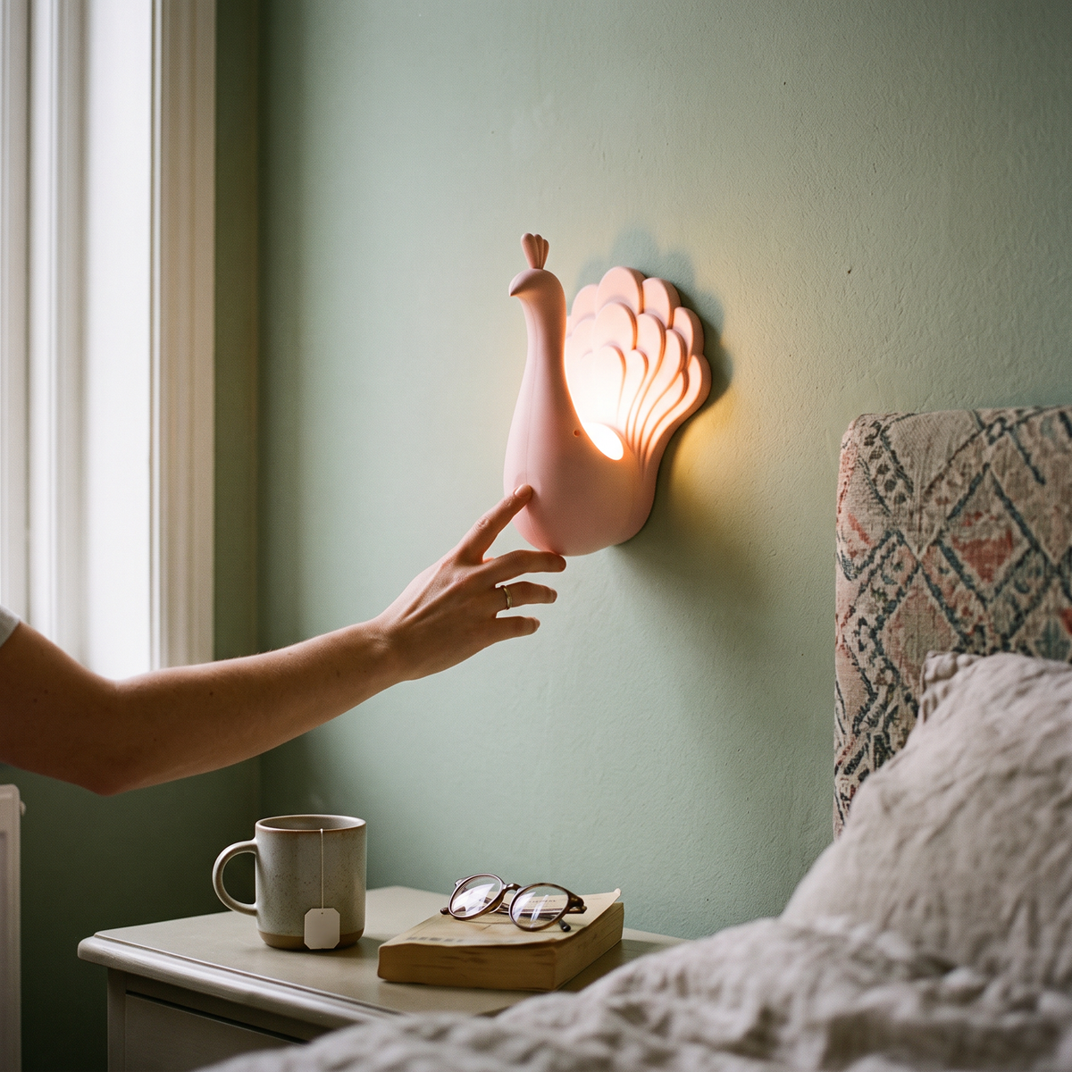 Peacock 3D Wall Lamp in a styled room